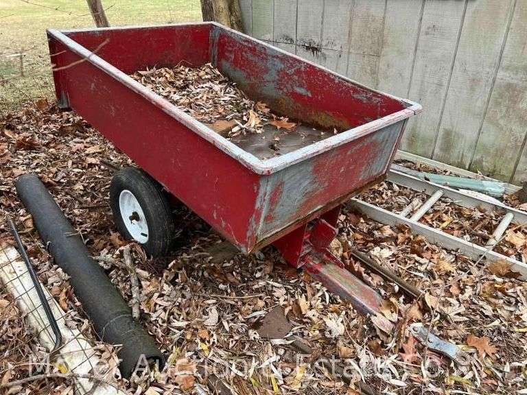 Single Axle Tow Behind Garden Cart, 32"x48" Dumping Bed image