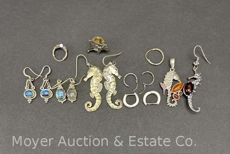 Group of Sterling Silver Jewelry, Most Earrings, 1.06tr.oz. image