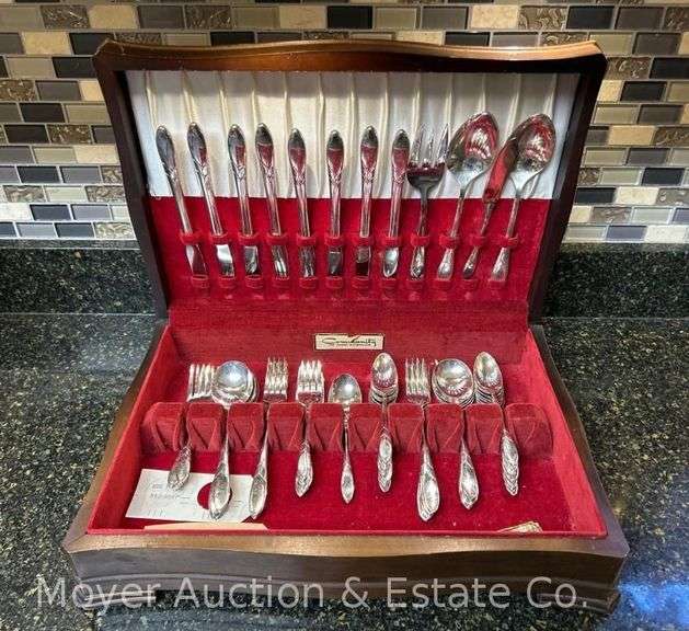 53 Piece Community Silver-plate Flatware Set, in Wood Chest image