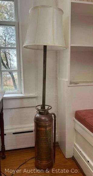Buffalo Copper Fire Extinguisher Converted to a Floor Lamp, 56"h image