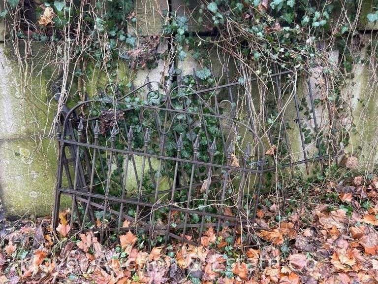 Wrought Iron Fence and Gate, See Photos for Condition, 48” and 69”w image