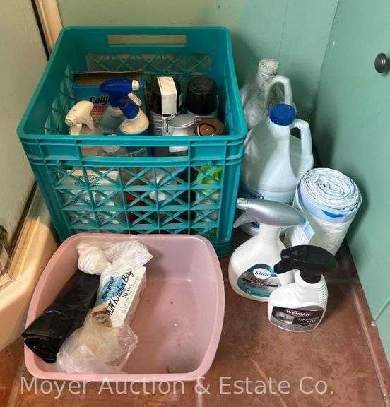 Group of Cleaning Supplies, Garbage Bags, Etc. image