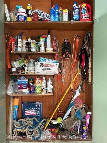 Contents of Entry Cabinet, Dog Collars, Leashes, Housewares, Chemicals, Etc. image