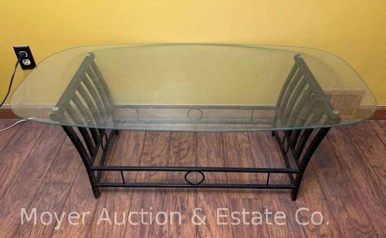 Glass Top Coffee Table, Metal Frame, 48"x24" Top image