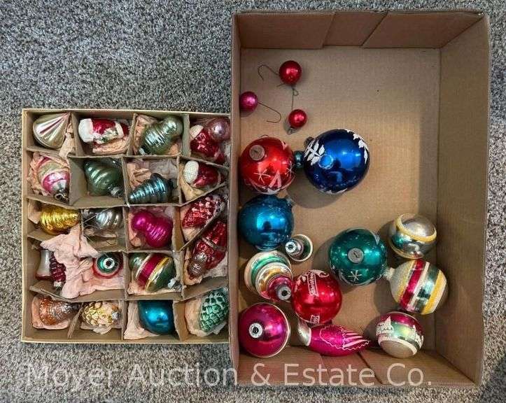 Group of 32 Vintage Glass Christmas Ornaments image