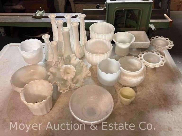Group of Milk Glass Vases, Bowls, Etc. image