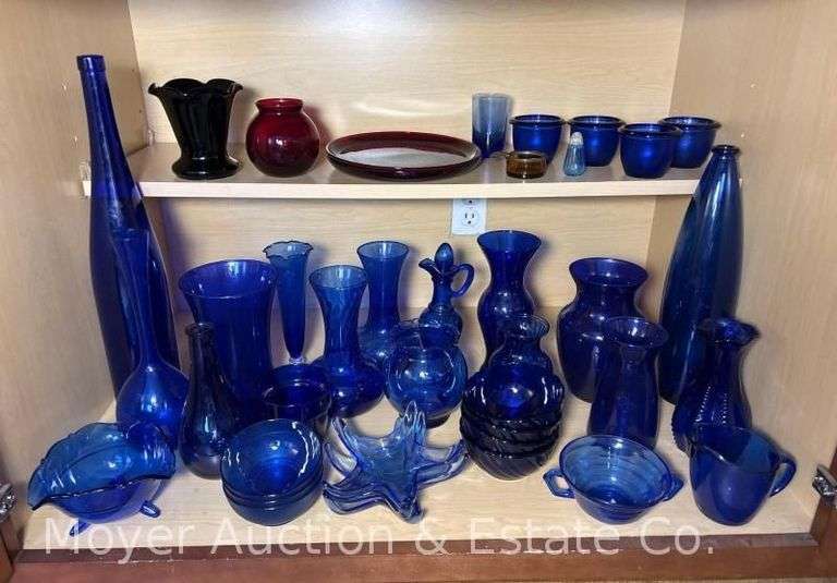 Group of Asst. Colored Glass Vases, Bowls, Etc. image