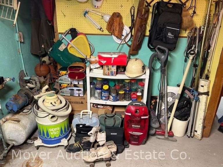 Contents of Basement Wall, Basketballs, Household, Vacuums, Bowling Balls, Skates, Work Boots, Etc. image