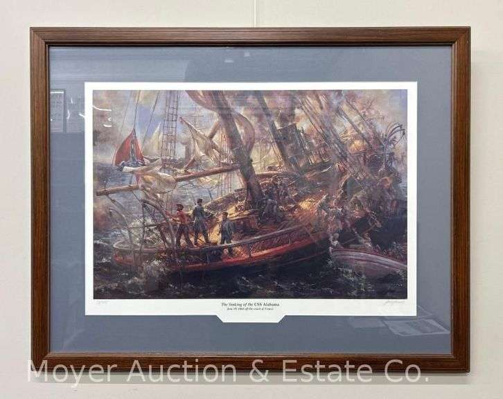 Civil War Lithograph Print: "The Sinking of the CSS Alabama" by Andy Thomas, Signed & #17 of 900 image