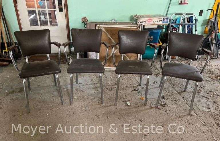 (4) Retro Dining Chairs, Metal Frames image