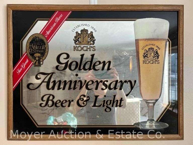 Koch's Golden Anniversary Beer & Light Advertising Mirror, 20"x26" image