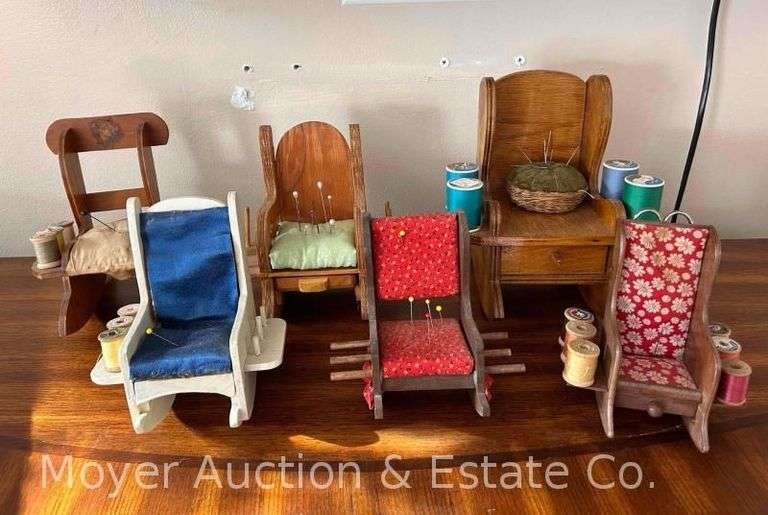 (6) Vintage Rocking Chair Sewing Caddys image