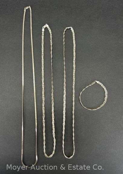 (3) Sterling Silver Necklaces with Bracelet, 1.81tr.oz image