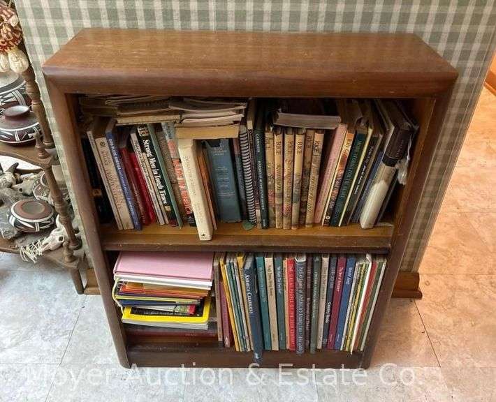 Group of Books with Wood Bookshelf, 24"x9"x28"h image