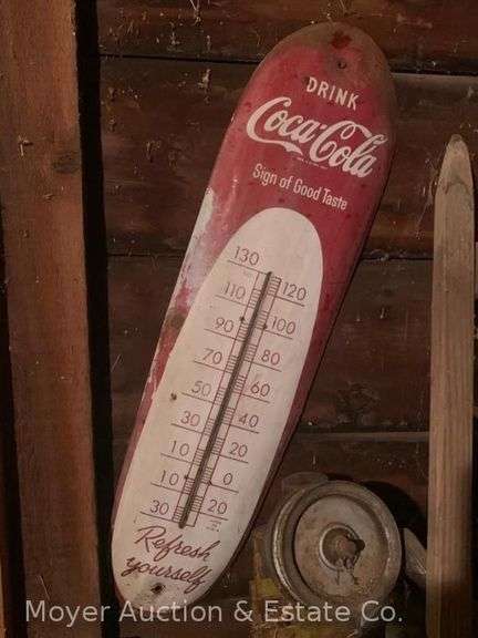 Coca-Cola Advertising Thermometer, Metal, Glass Appears Good, 30"h image