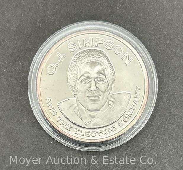 1973 O.J. Simpson Buffalo Bills "Dream Season" One Ounce Silver Medallion, .999 Silver image