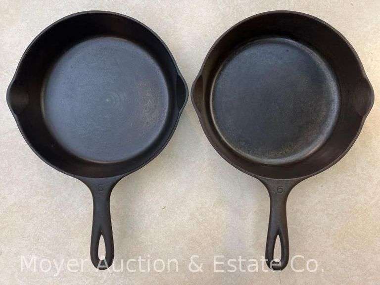 (2) Wagner Ware -O- No. 6 Cast Iron Skillets, Pattern 1056, 9"w image