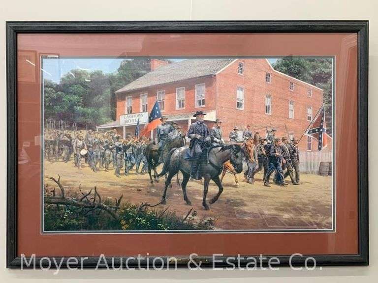 Civil War Lithograph Print: "Distant Thunder" by Morton Kunstler, Signed, #8 of 2000, Framed 25"x37" image