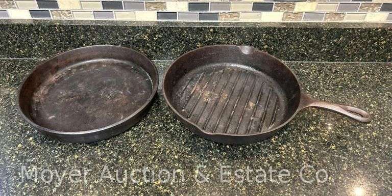 Pampered Chef Stoneware Baking Dish and Lodge Cast Iron Pan, 11"w image