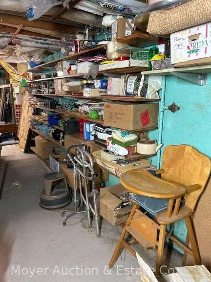 Contents of Storage Shelf, Kitchen, Glassware, Office Supplies, Household, Etc. image