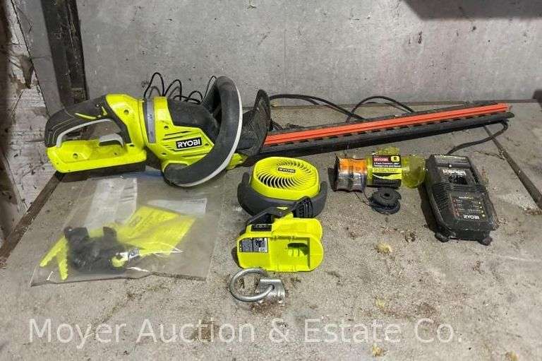 Ryobi Battery Powered Hedge Trimmer, 2 Fans, Accessories, Etc. image