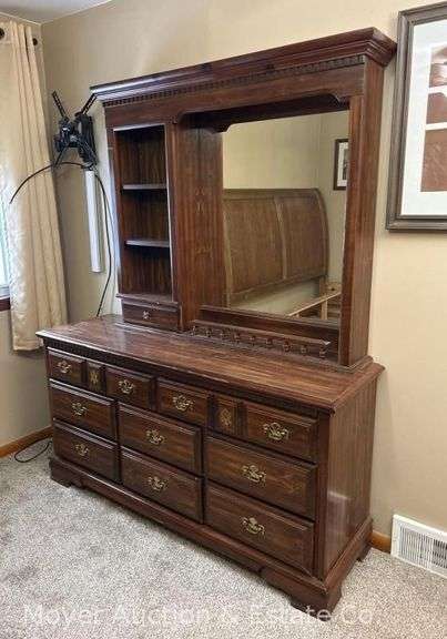 Dresser with Mirror, 8 Drawers, 2 Pieces, 80"x18"x73" Overall image