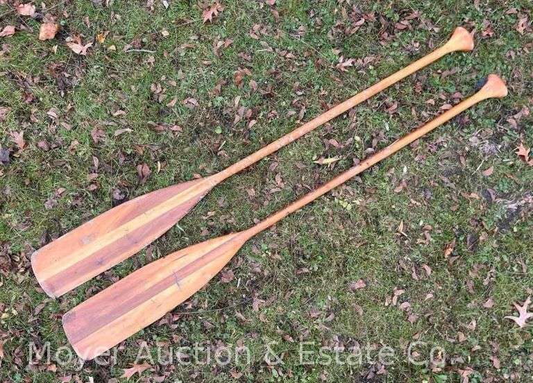 (2) Canoe Paddles, 59" Long, Unknown Maker image