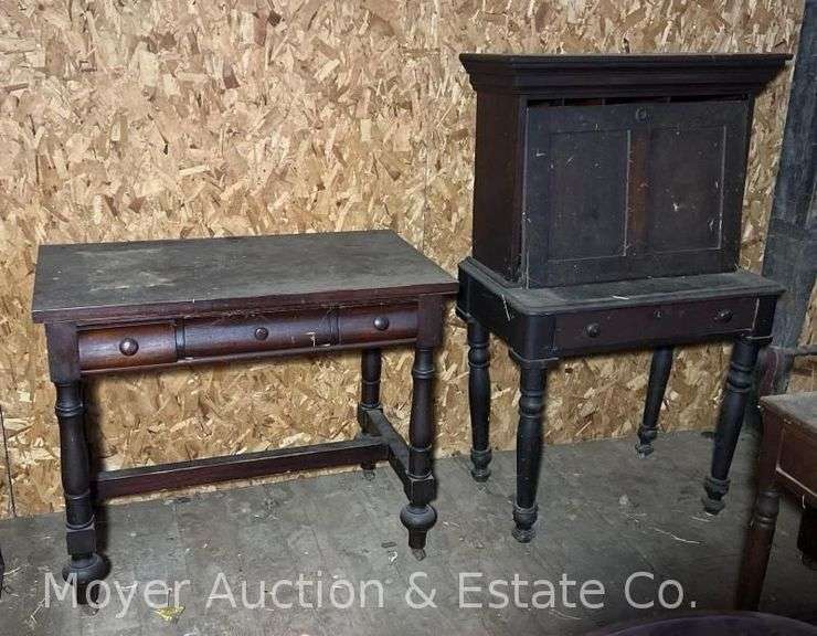 Desk and Storage Cabinet, Antique, 31" and 38"w image