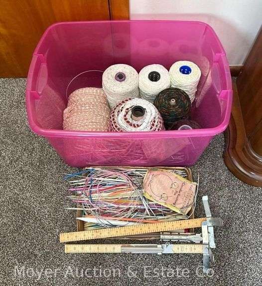 Large Group of Knitting Needles with Yarn image