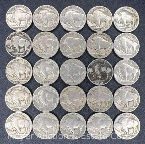(25) Buffalo Nickels, All with Dates