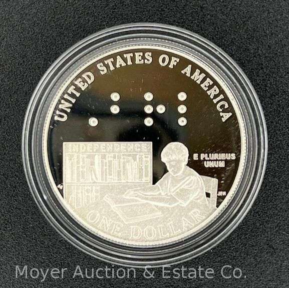 2009 Louis Braille Bicentennial Proof Silver Dollar, with Original Boxes