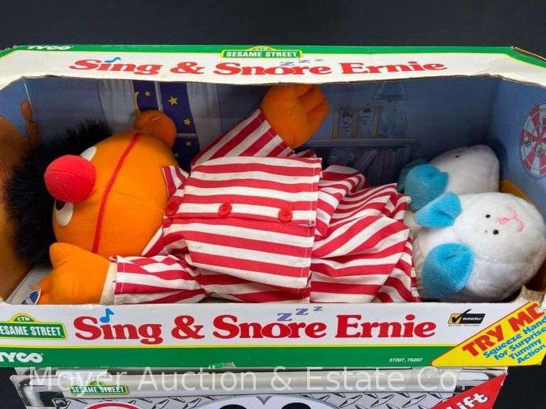 Fisher-Price TMX Tickle Me Elmo and Tyco Sing & Snore Ernie, Both In Original Boxes