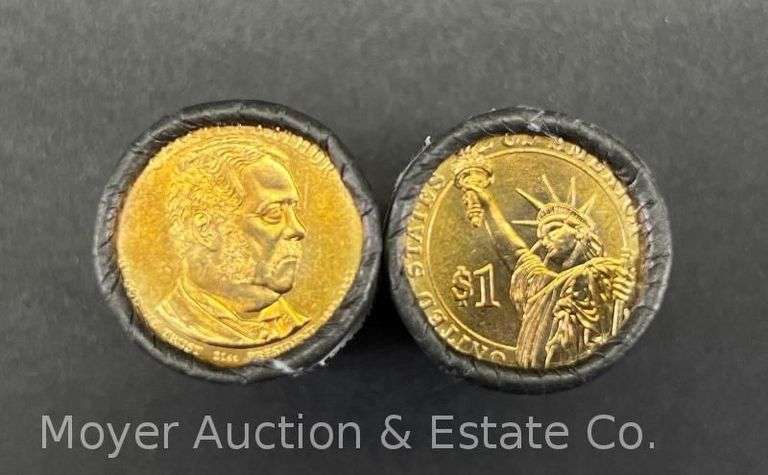 (2) Presidential $1 Coin Chester Arthur $25 Coin Rolls