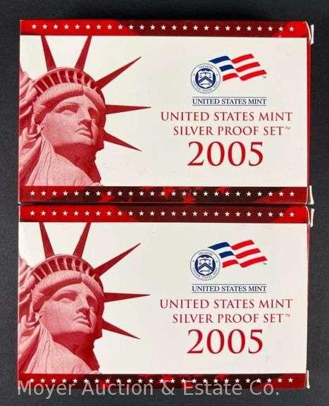 (2) 2005 United States Mint Silver Proof Sets