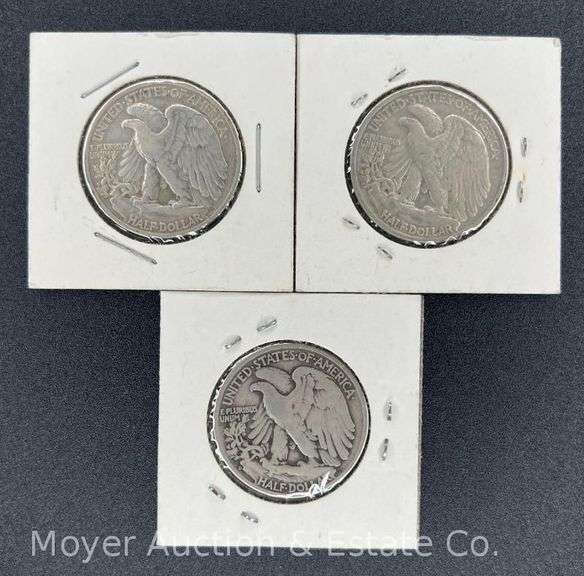 (3) Walking Liberty Half Dollars: 1936-D & (2)1938-P