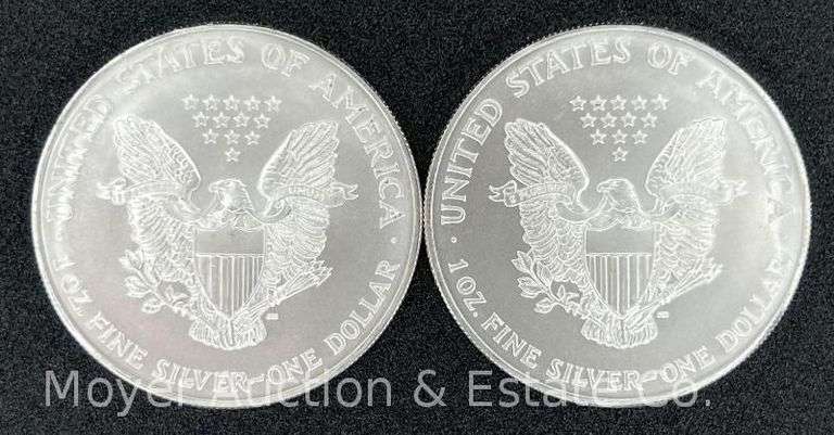 (2) 2001 American Eagle Silver Dollars