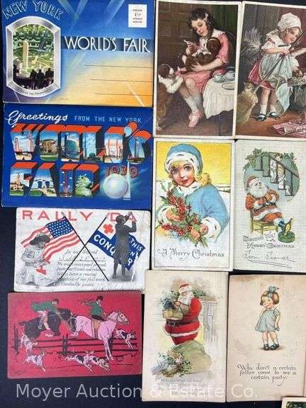 Group of Antique Postcards, Includes Some Trade Cards