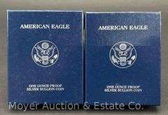 (2) 2004 American Eagle Proof Silver Dollars, with Original Boxes