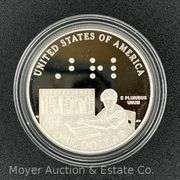 2009 Louis Braille Bicentennial Proof Silver Dollar, with Original Boxes