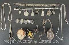 Group of Sterling Silver Jewelry, Bracelets, Necklaces, Etc. 3.28 Troy Ounces