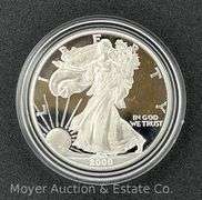 2000 American Eagle Proof Silver Dollar, with Original Boxes