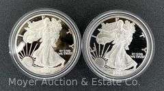 (2) 2001 American Eagle Proof Silver Dollars, with Original Boxes