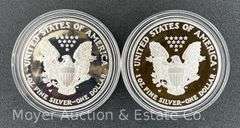 (2) 2001 American Eagle Proof Silver Dollars, with Original Boxes