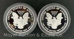 (2) 2007 American Eagle Proof Silver Dollars, with Original Boxes