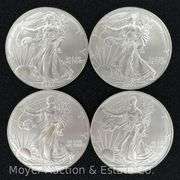 (4) 2002 American Eagle Silver Dollars