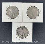 (3) Walking Liberty Half Dollars: 1936-D & (2)1938-P