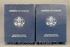 (2) 2001 American Eagle Proof Silver Dollars, with Original Boxes
