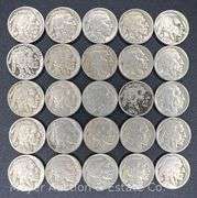(25) Buffalo Nickels, All with Dates