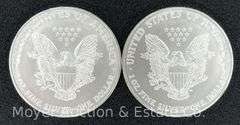 (2) 2001 American Eagle Silver Dollars