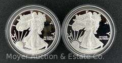 (2) 2007 American Eagle Proof Silver Dollars, with Original Boxes